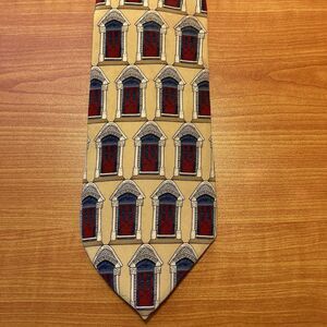 Unicef 100% Silk Multicolored 'British Victorian Door Gothic Style c.1837' Tie